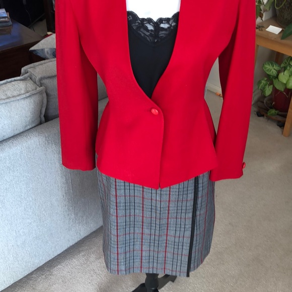 Leather Accent Plaid Skirt - Picture 3 of 9